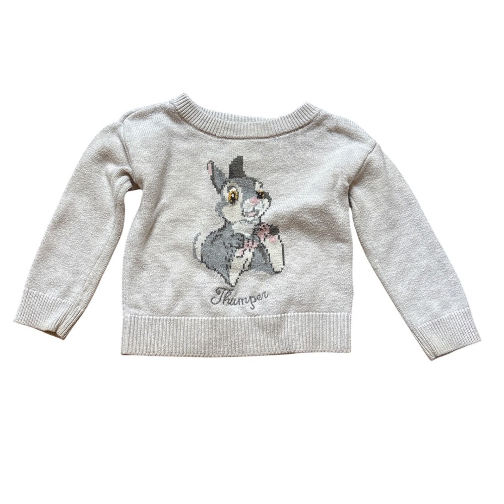 Baby Gap Disney Sweater Toddler‎ Gray Thumper Bambi Knit Pullover SIZE 18-24M